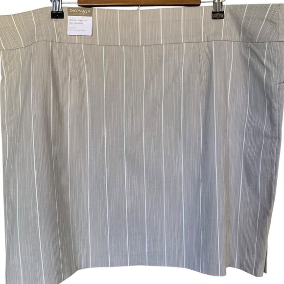 Chico's Skort NWT Women's Size 3.5 (18) Josie Stretch Spring Stripe Pale Taupe - Picture 3 of 9